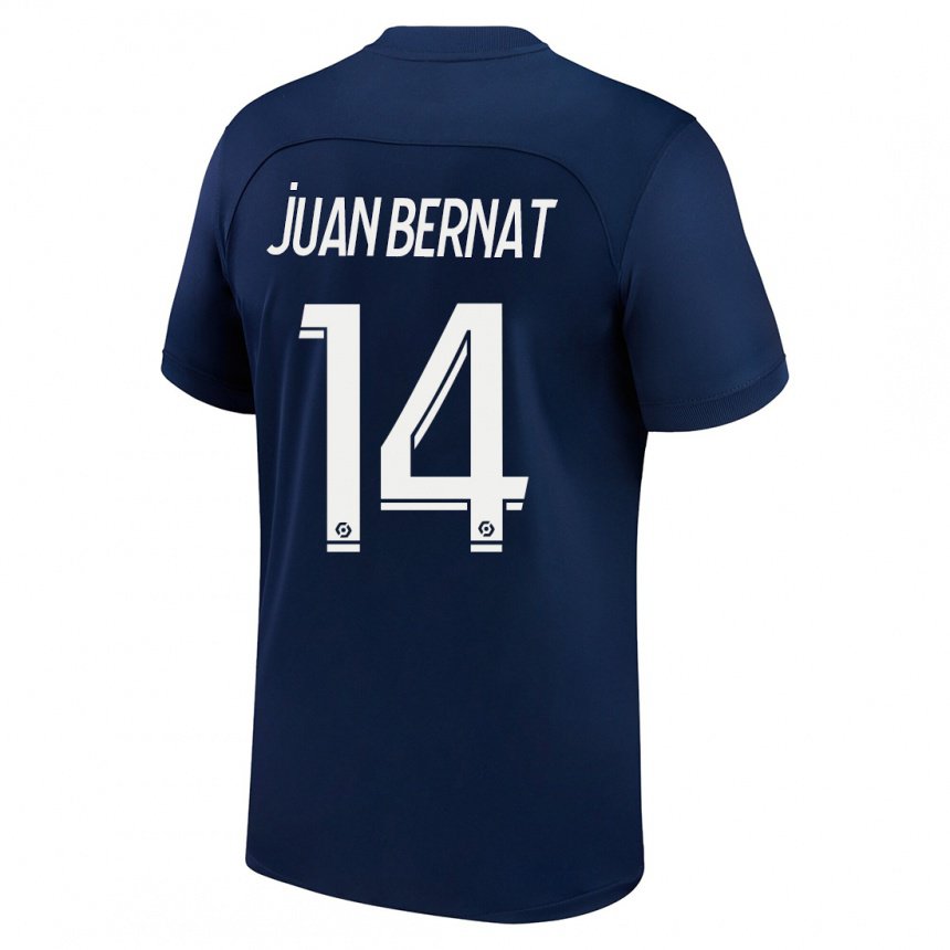 Criança Camisola Juan Bernat #14 Azul Escuro Vermelho Principal 2022/23  Camisa Brasil