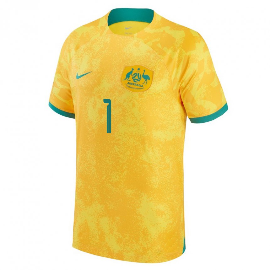 Criança Camisola Australiana Mathew Ryan #1 Dourado Principal 22-24 Camisa Brasil