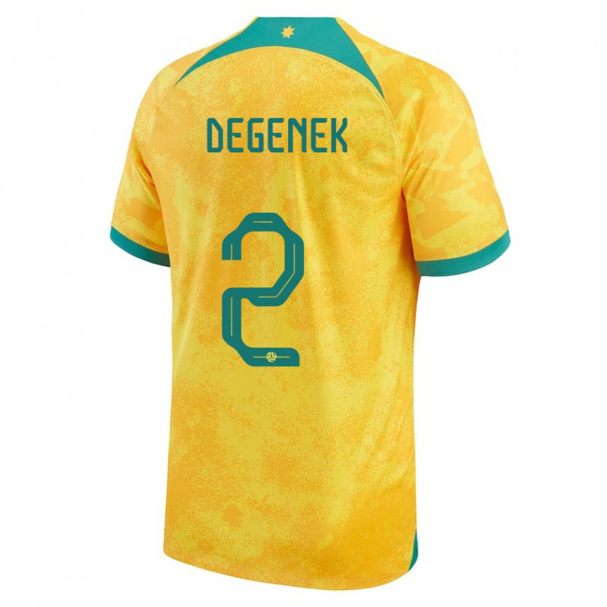 Criança Camisola Australiana Milos Degenek #2 Dourado Principal 22-24 Camisa Brasil