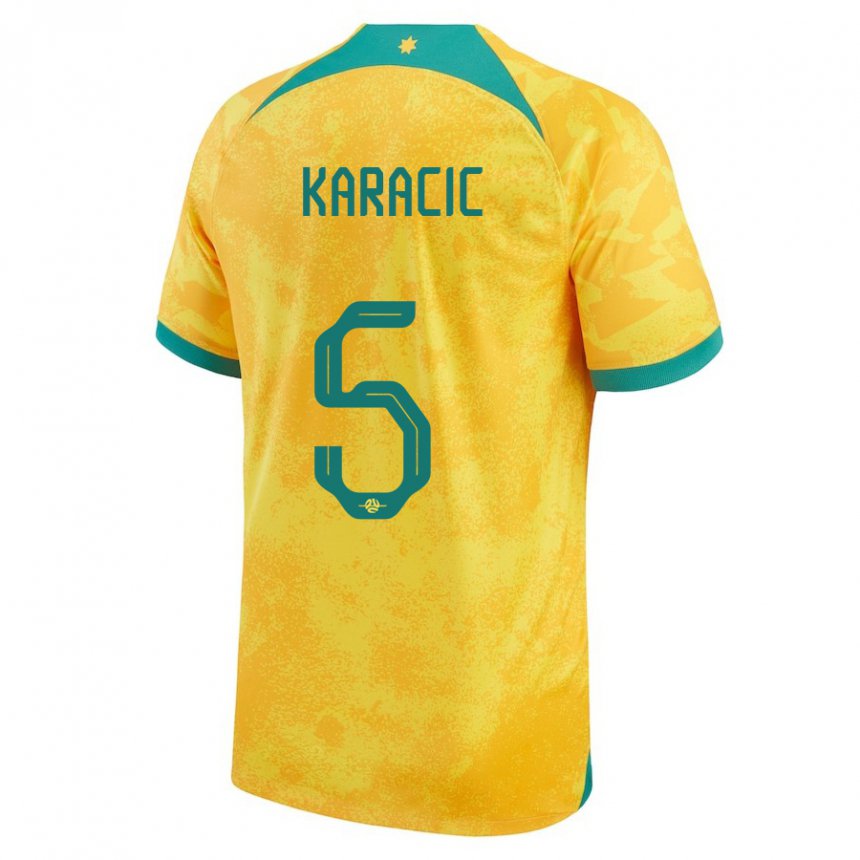 Criança Camisola Australiana Fran Karacic #5 Dourado Principal 22-24 Camisa Brasil