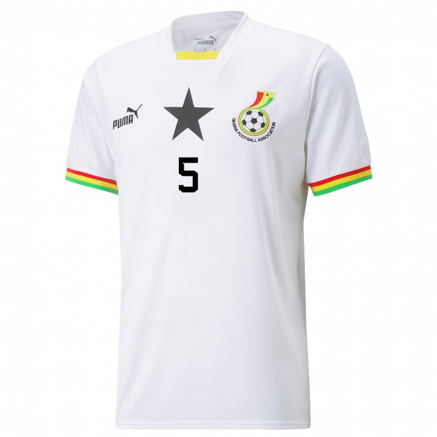 Criança Camisola Ganesa Thomas Partey #5 Branco Principal 22-24 Camisa Brasil