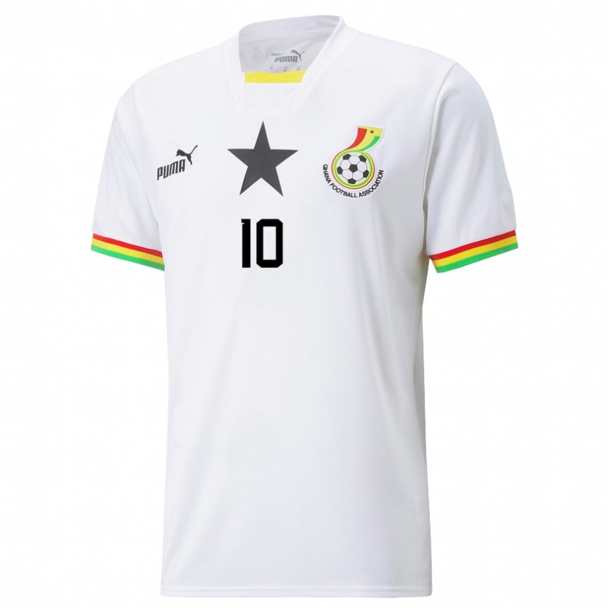 Criança Camisola Ganesa Andre Ayew #10 Branco Principal 22-24 Camisa Brasil