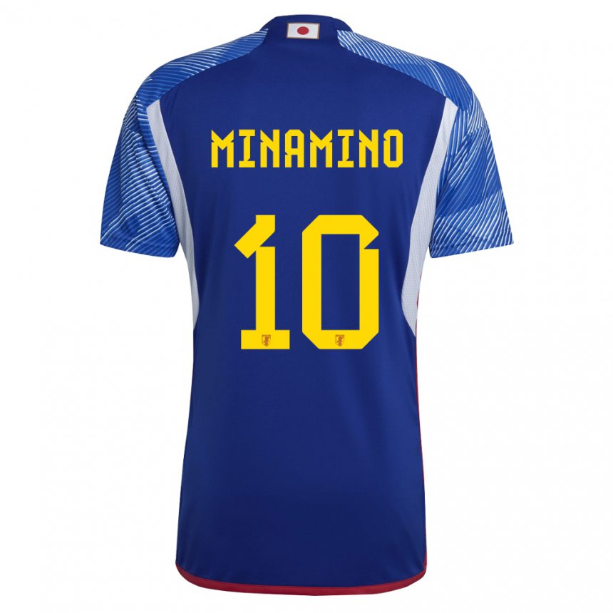 Criança Camisola Japonesa Takumi Minamino #10 Azul Real Principal 22-24 Camisa Brasil