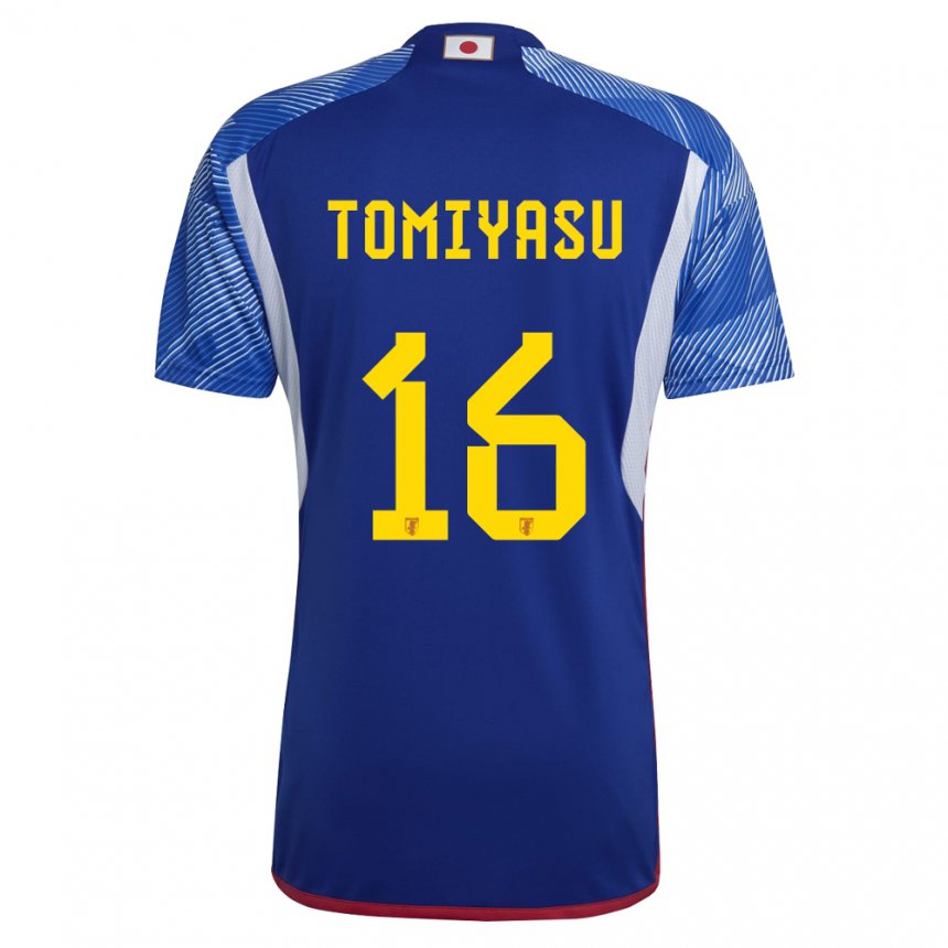 Criança Camisola Japonesa Takehiro Tomiyasu #16 Azul Real Principal 22-24 Camisa Brasil