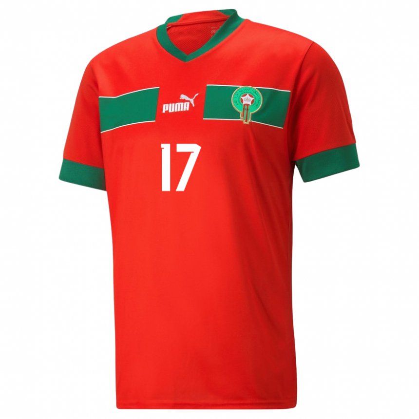 Criança Camisola Marroquina Sofiane Boufal #17 Vermelho Principal 22-24 Camisa Brasil