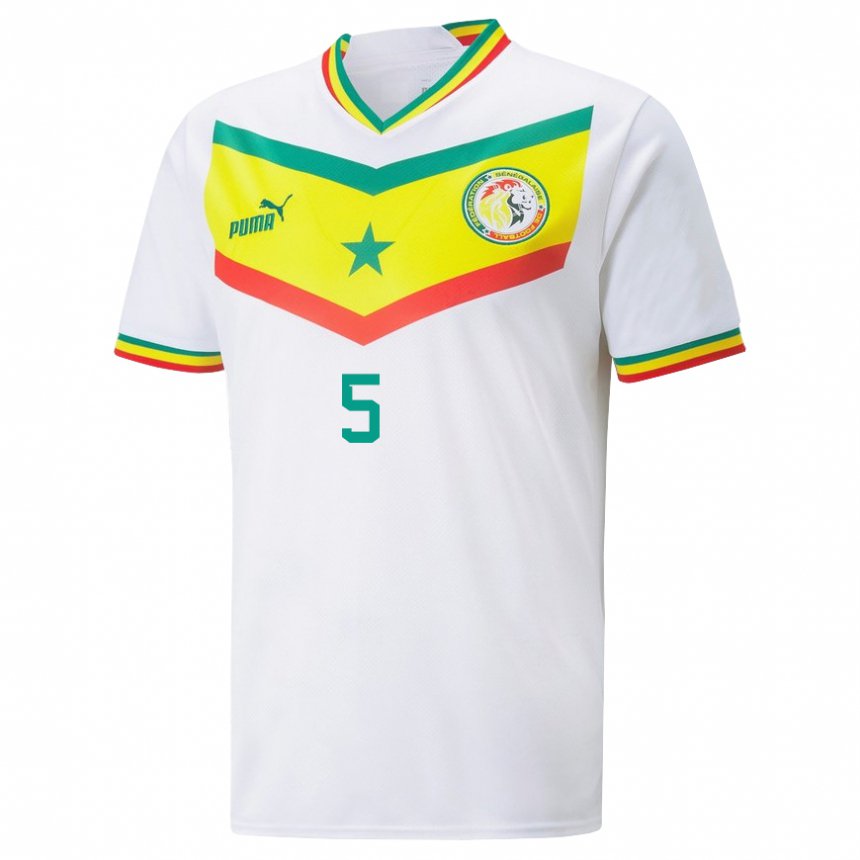 Criança Camisola Senegalesa Idrissa Gueye #5 Branco Principal 22-24 Camisa Brasil