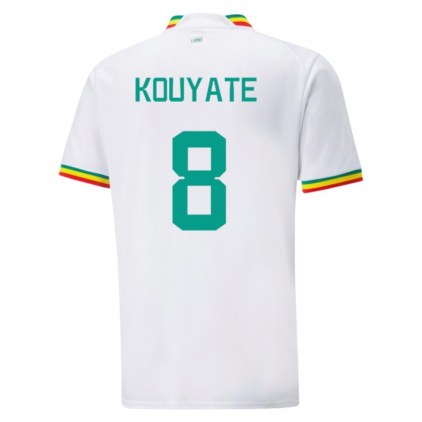 Criança Camisola Senegalesa Cheikhou Kouyate #8 Branco Principal 22-24 Camisa Brasil