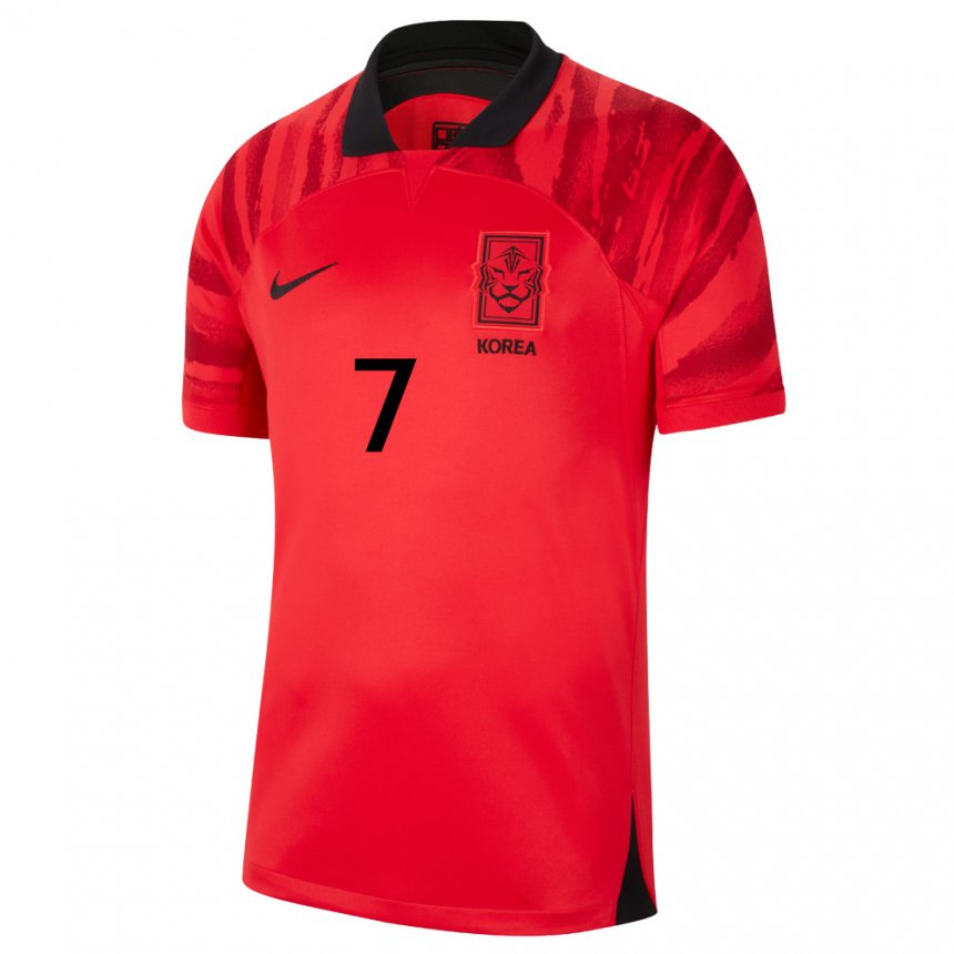 Criança Camisola Sul‑coreana Heung-min Son #7 Vermelho Preto Principal 22-24 Camisa Brasil