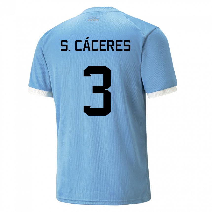 Criança Camisola Uruguaia Sebastian Caceres #3 Azul Principal 22-24 Camisa Brasil