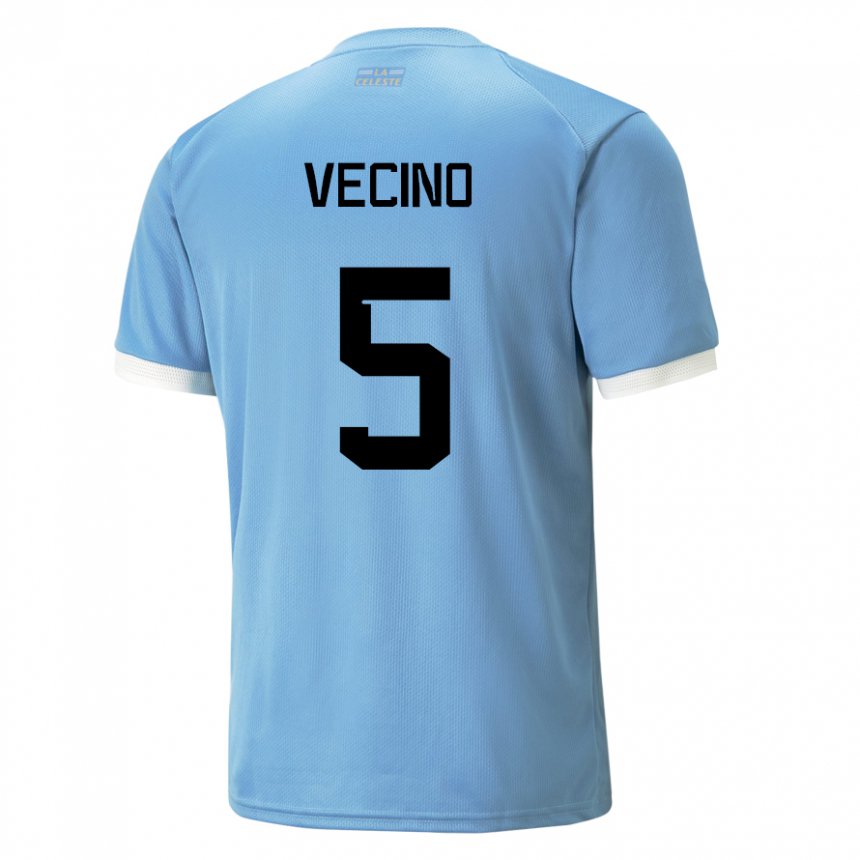 Criança Camisola Uruguaia Matias Vecino #5 Azul Principal 22-24 Camisa Brasil