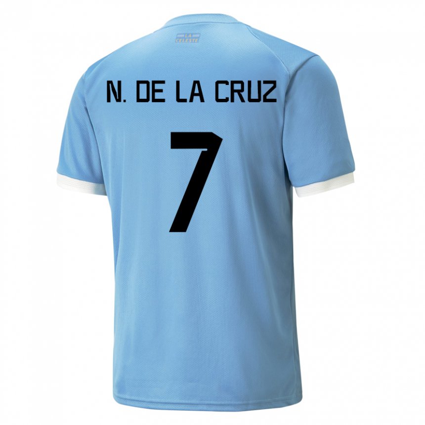 Criança Camisola Uruguaia Nicolas De La Cruz #7 Azul Principal 22-24 Camisa Brasil