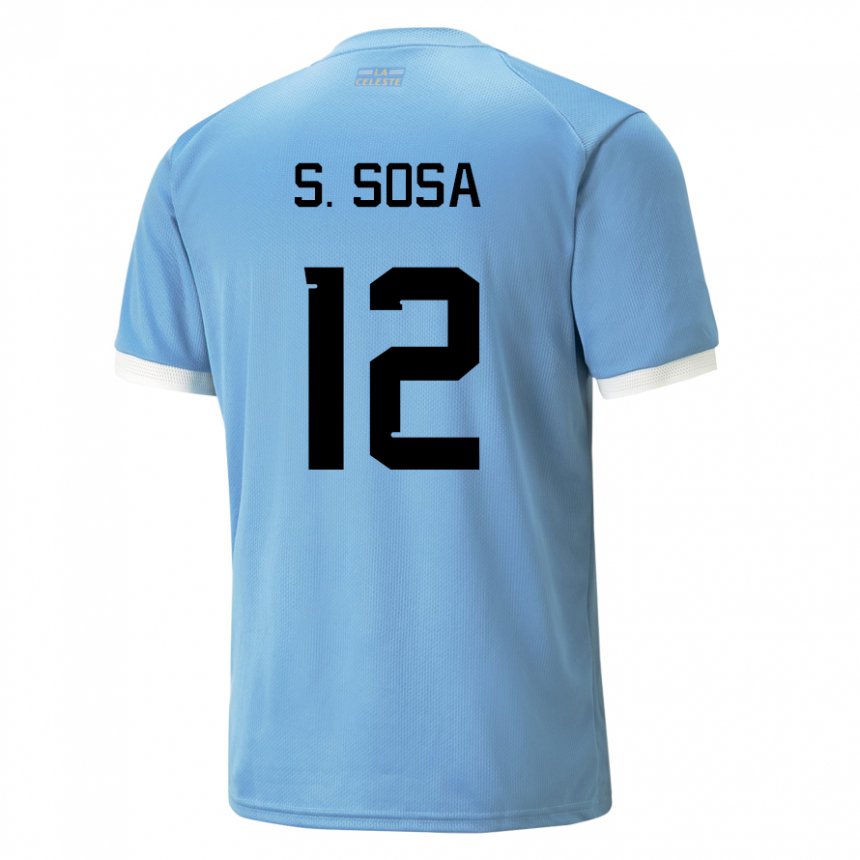 Criança Camisola Uruguaia Sebastian Sosa #12 Azul Principal 22-24 Camisa Brasil