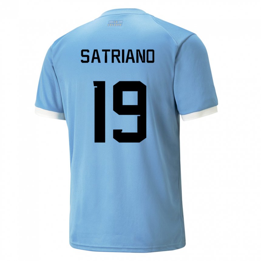 Criança Camisola Uruguaia Martin Satriano #19 Azul Principal 22-24 Camisa Brasil