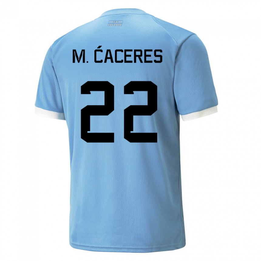 Criança Camisola Uruguaia Martin Caceres #22 Azul Principal 22-24 Camisa Brasil