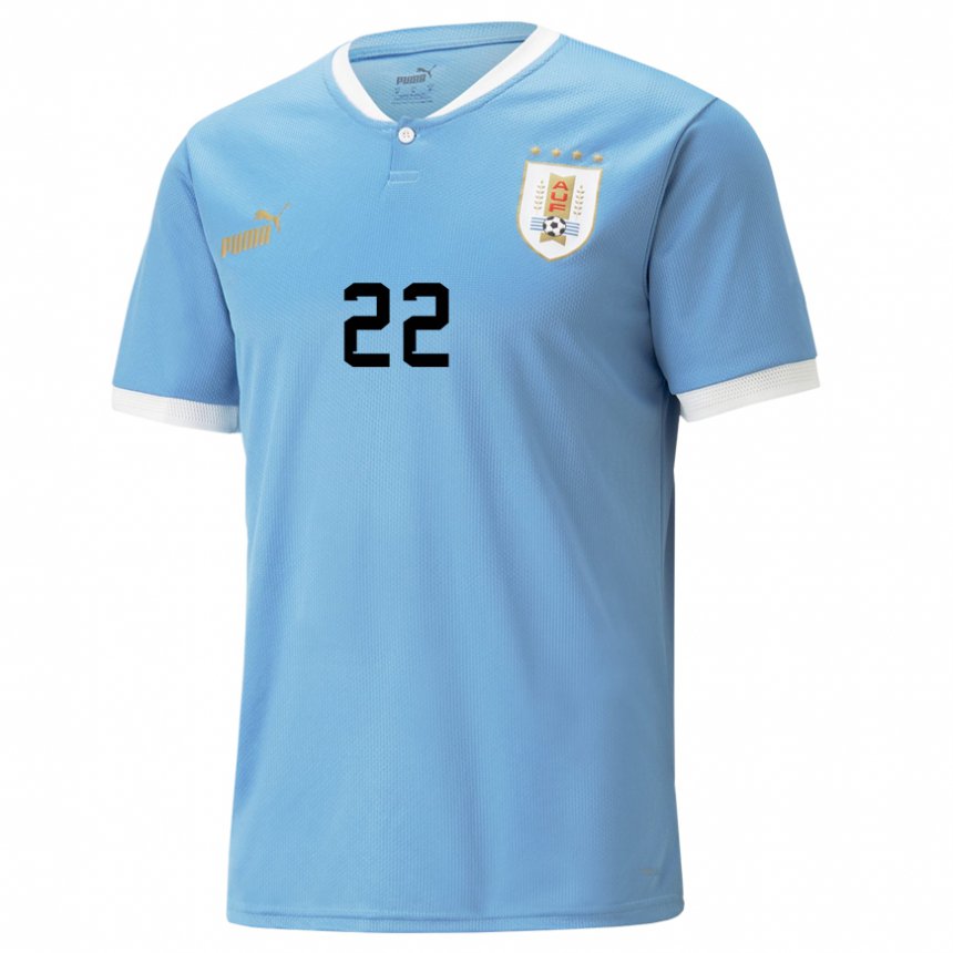 Criança Camisola Uruguaia Martin Caceres #22 Azul Principal 22-24 Camisa Brasil