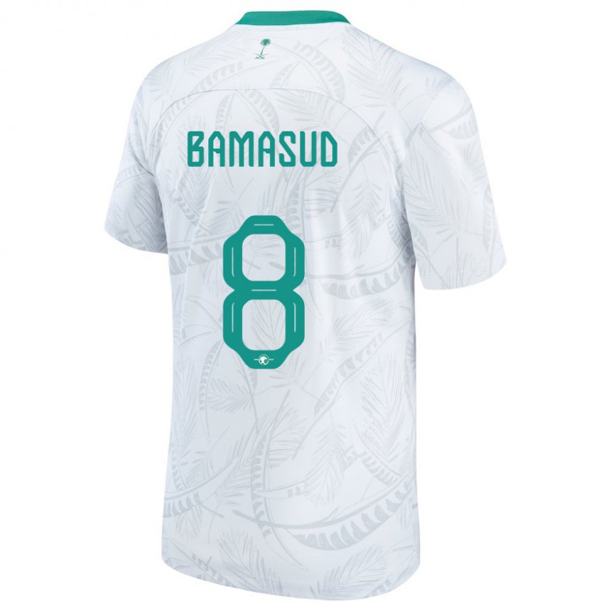 Criança Camisola Saudita Ahmed Bamasud #8 Branco Principal 22-24 Camisa Brasil