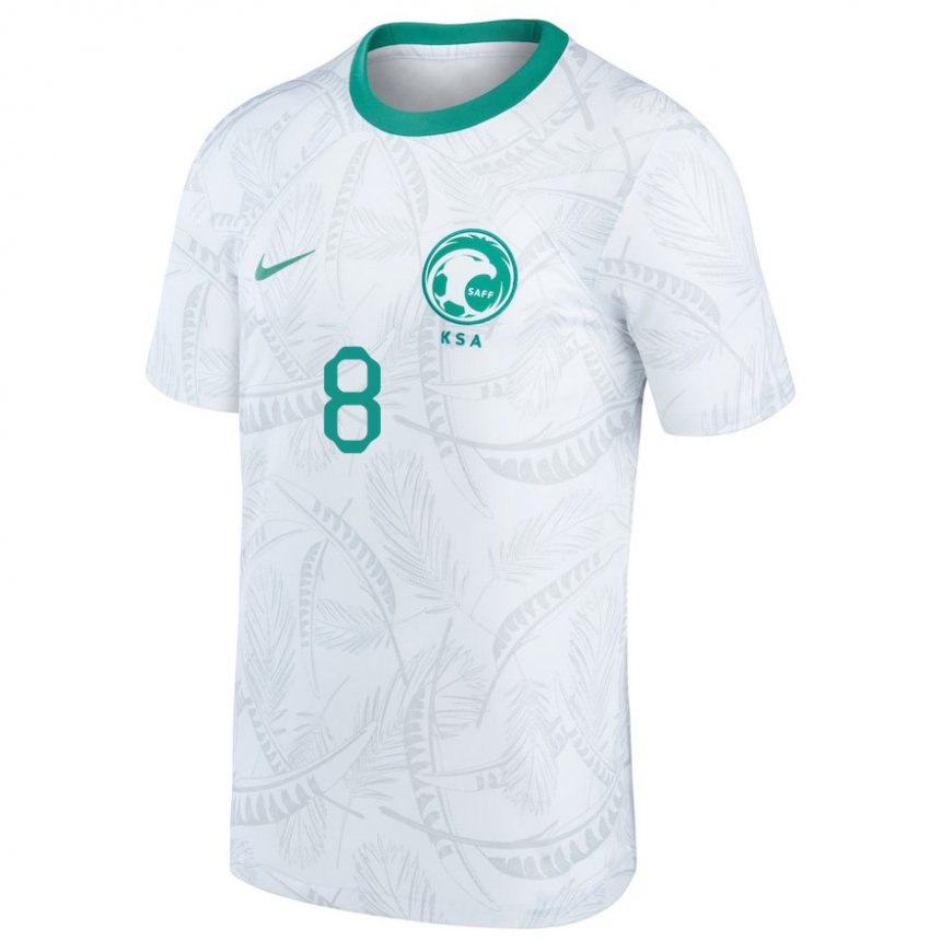 Criança Camisola Saudita Ahmed Bamasud #8 Branco Principal 22-24 Camisa Brasil