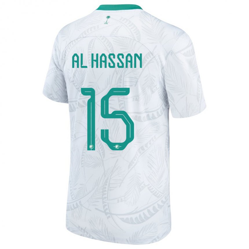 Criança Camisola Saudita Ali Al Hassan #15 Branco Principal 22-24 Camisa Brasil