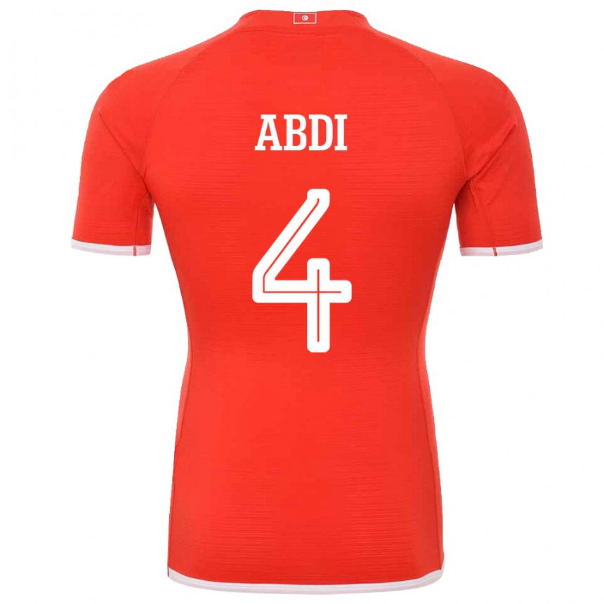 Criança Camisola Tunisiana Ali Abdi #4 Vermelho Principal 22-24 Camisa Brasil