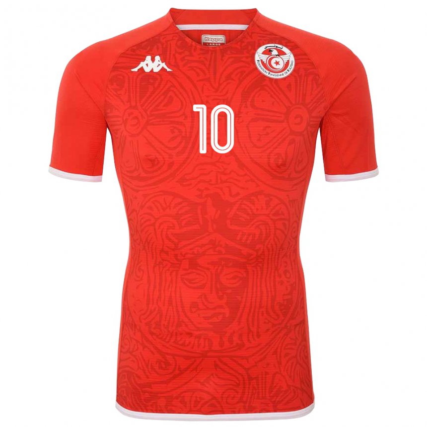 Criança Camisola Tunisiana Wahbi Khazri #10 Vermelho Principal 22-24 Camisa Brasil