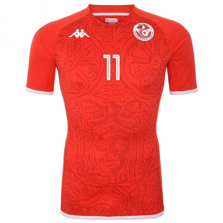 Criança Camisola Tunisiana Taha Yassine Khenissi #11 Vermelho Principal 22-24 Camisa Brasil