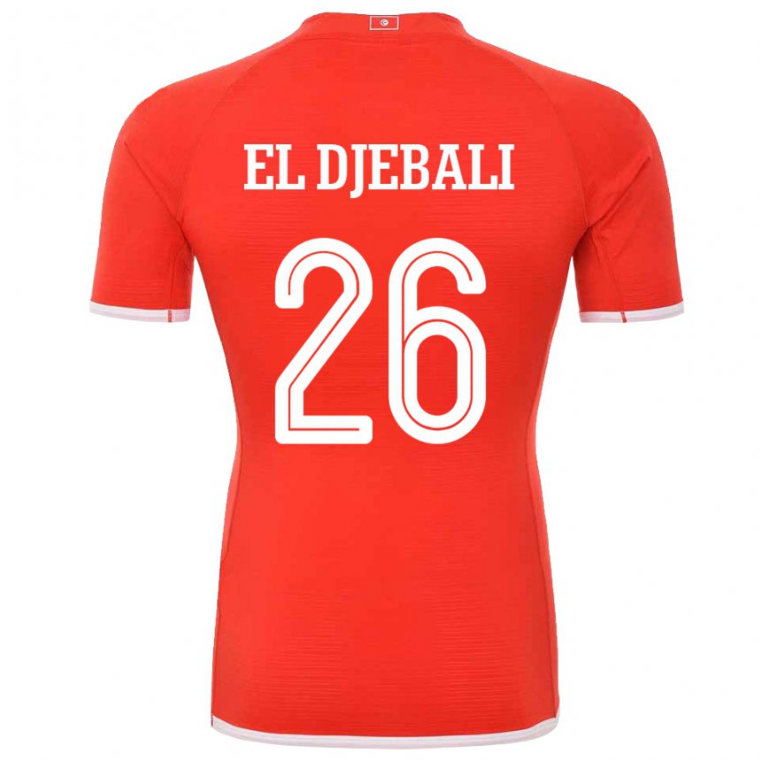 Criança Camisola Tunisiana Chaim El Djebali #26 Vermelho Principal 22-24 Camisa Brasil