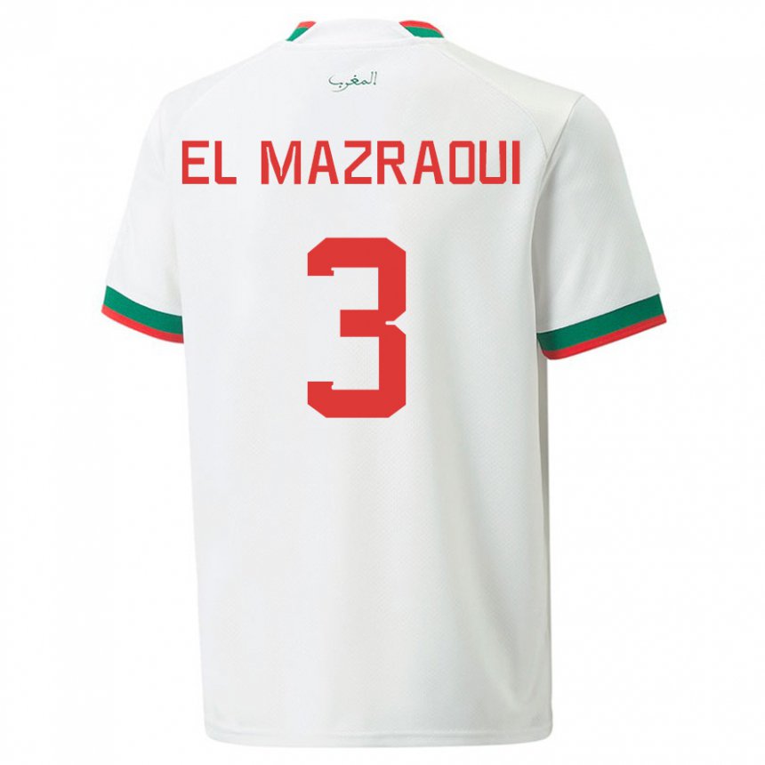 Criança Camisola Marroquina Noussair El Mazraoui #3 Branco Alternativa 22-24 Camisa Brasil