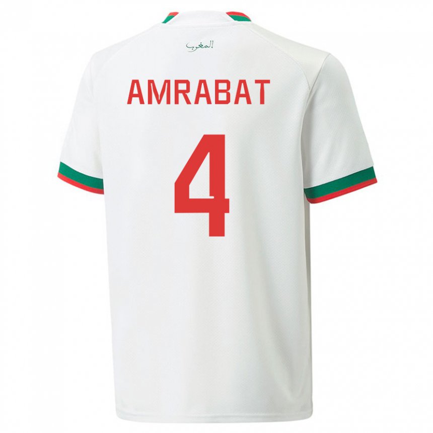 Criança Camisola Marroquina Soufiane Amrabat #4 Branco Alternativa 22-24 Camisa Brasil