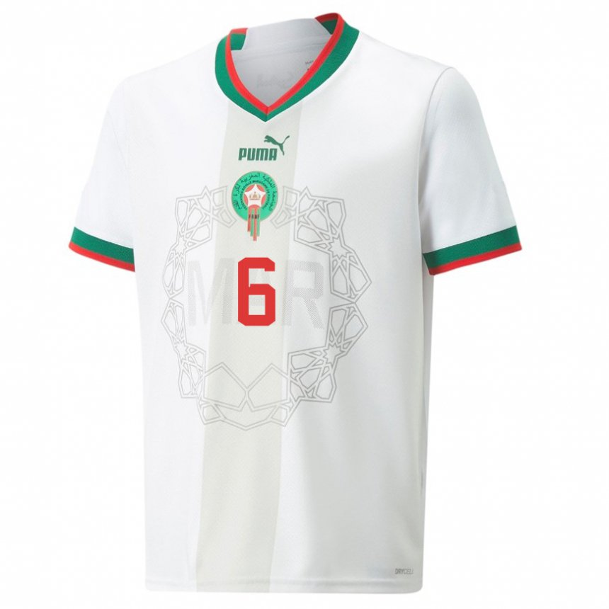 Criança Camisola Marroquina Romain Saiss #6 Branco Alternativa 22-24 Camisa Brasil