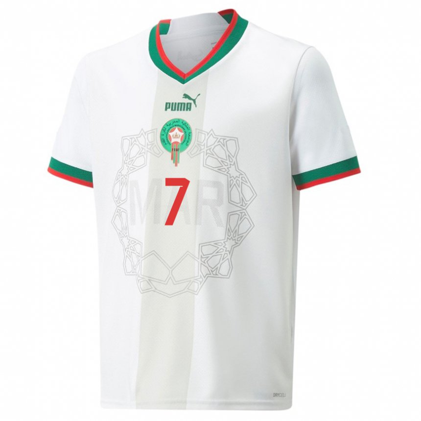 Criança Camisola Marroquina Hakim Ziyech #7 Branco Alternativa 22-24 Camisa Brasil