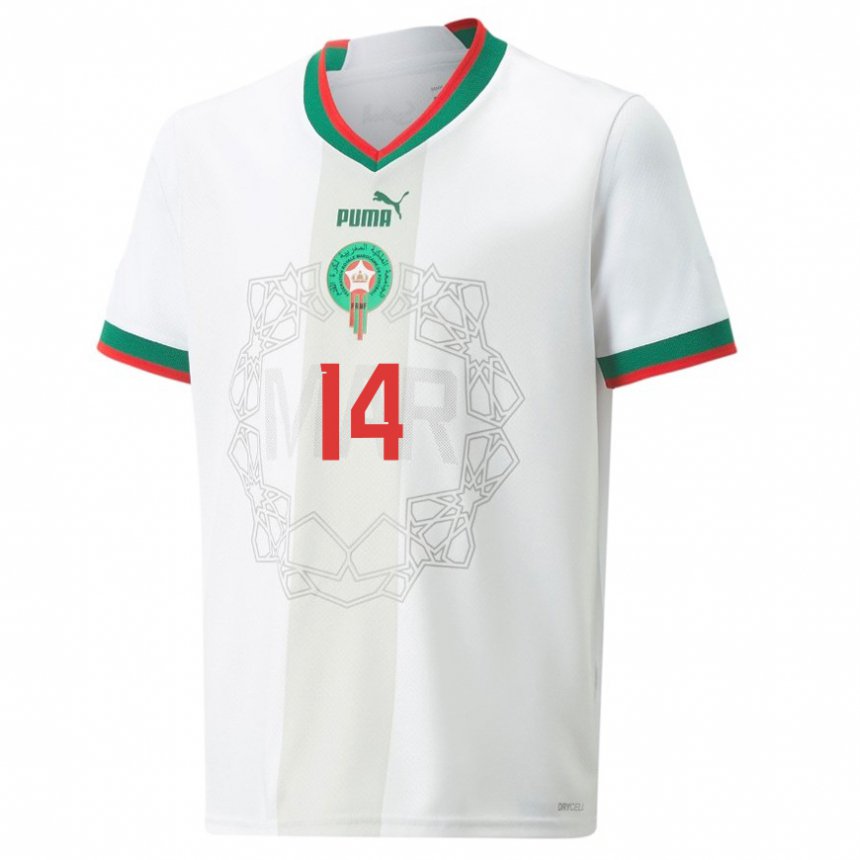 Criança Camisola Marroquina Zakaria Aboukhlal #14 Branco Alternativa 22-24 Camisa Brasil