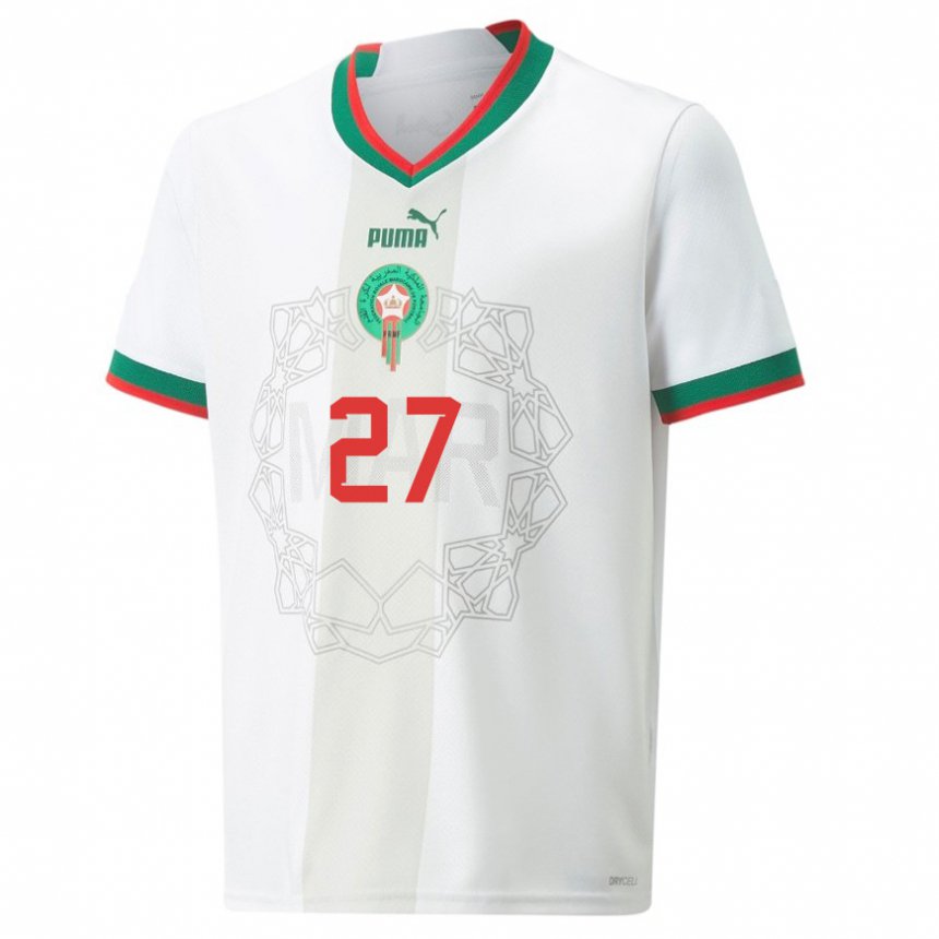 Criança Camisola Marroquina Soufiane Rahimi #27 Branco Alternativa 22-24 Camisa Brasil