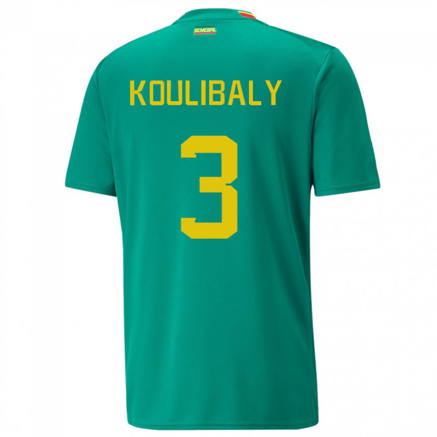 Criança Camisola Senegalesa Kalidou Koulibaly #3 Verde Alternativa 22-24 Camisa Brasil