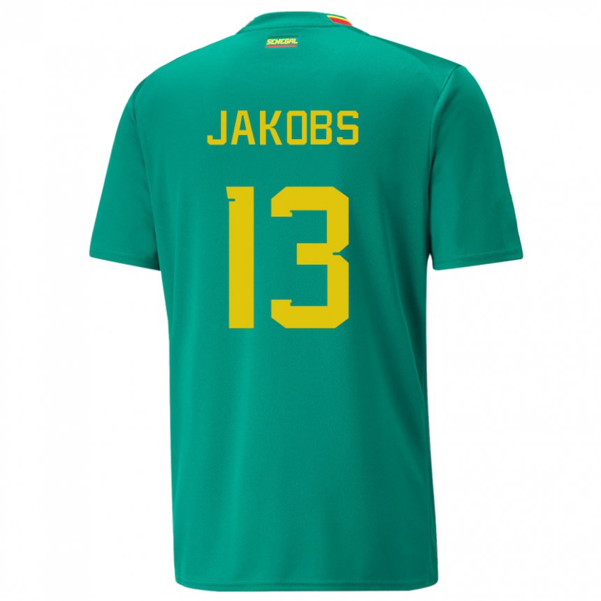 Criança Camisola Senegalesa Ismail Jakobs #13 Verde Alternativa 22-24 Camisa Brasil