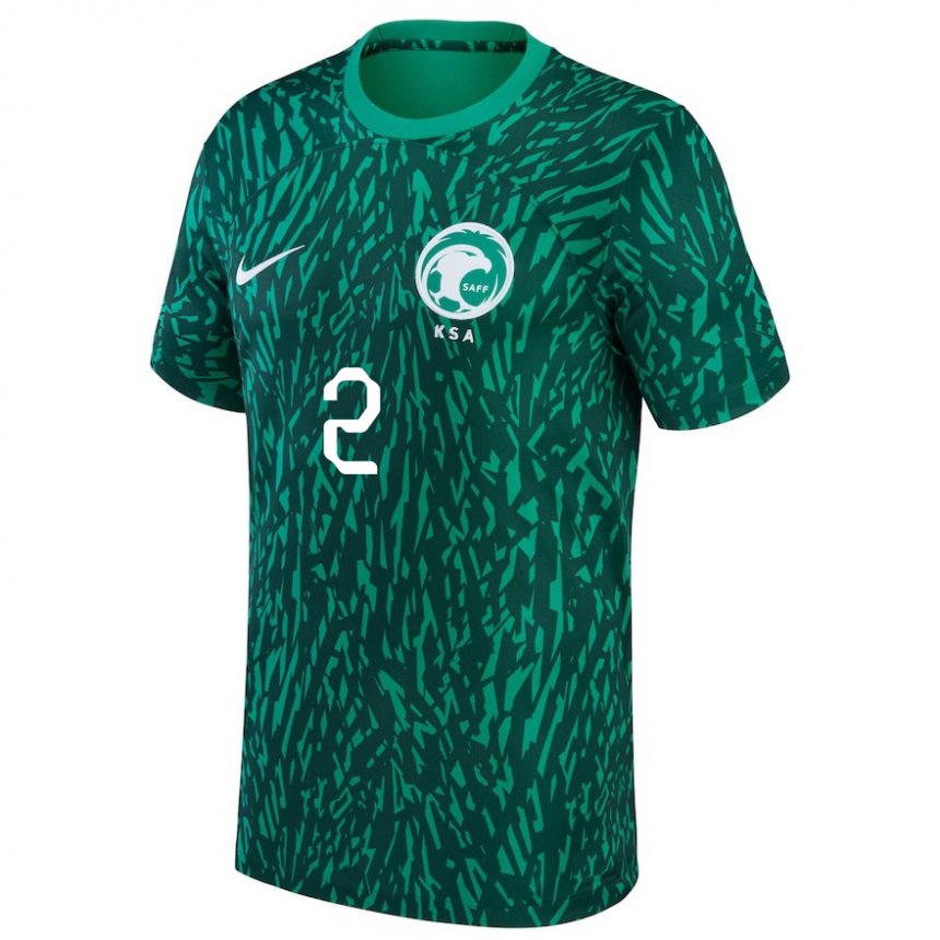 Criança Camisola Saudita Sultan Al Ganesam #2 Verde Escuro Alternativa 22-24 Camisa Brasil