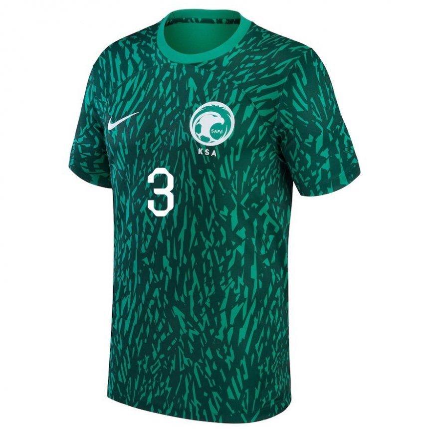 Criança Camisola Saudita Abdullah Madu #3 Verde Escuro Alternativa 22-24 Camisa Brasil