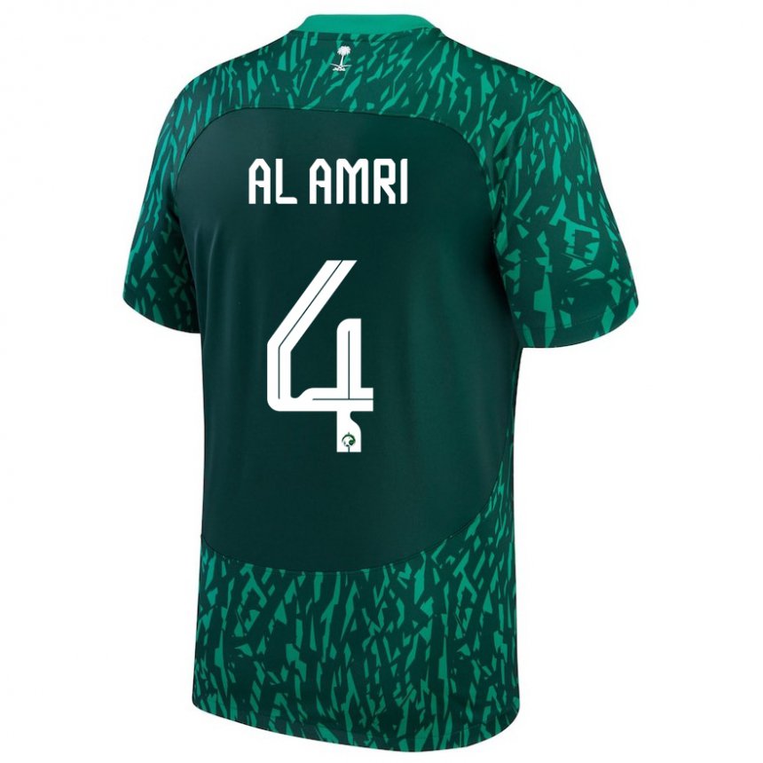 Criança Camisola Saudita Abdulelah Al Amri #4 Verde Escuro Alternativa 22-24 Camisa Brasil