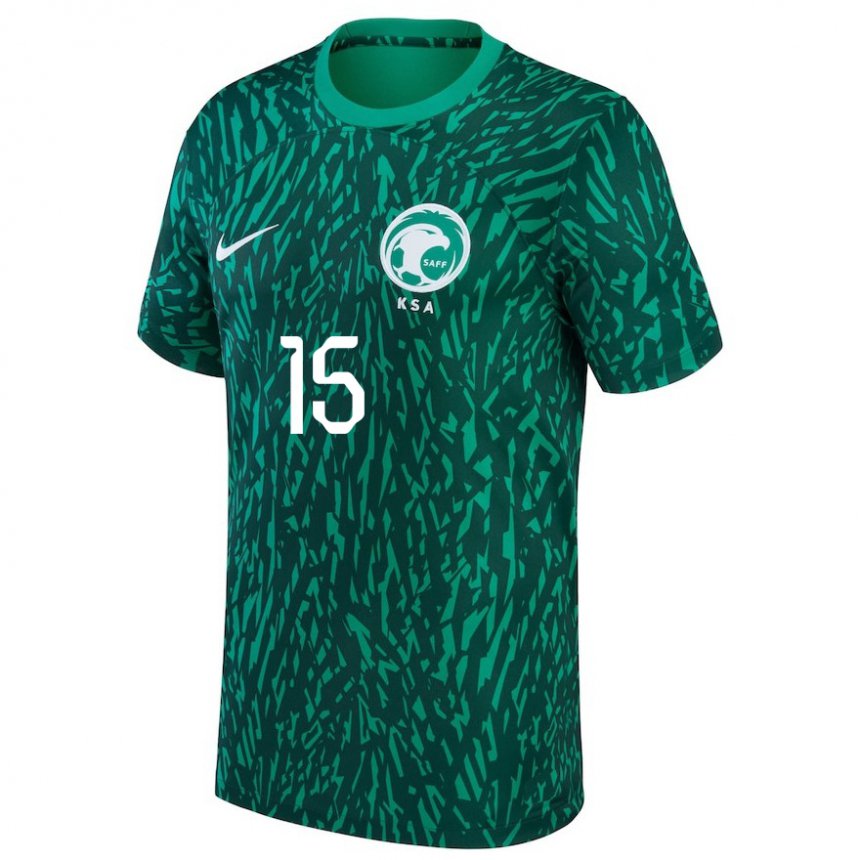 Criança Camisola Saudita Ali Al Hassan #15 Verde Escuro Alternativa 22-24 Camisa Brasil