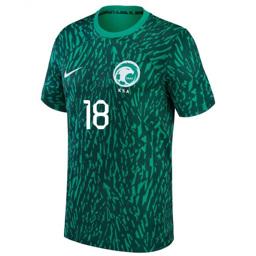 Criança Camisola Saudita Nawaf Al Abid #18 Verde Escuro Alternativa 22-24 Camisa Brasil