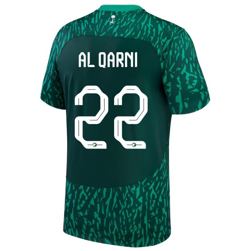 Criança Camisola Saudita Fawaz Al Qarni #22 Verde Escuro Alternativa 22-24 Camisa Brasil