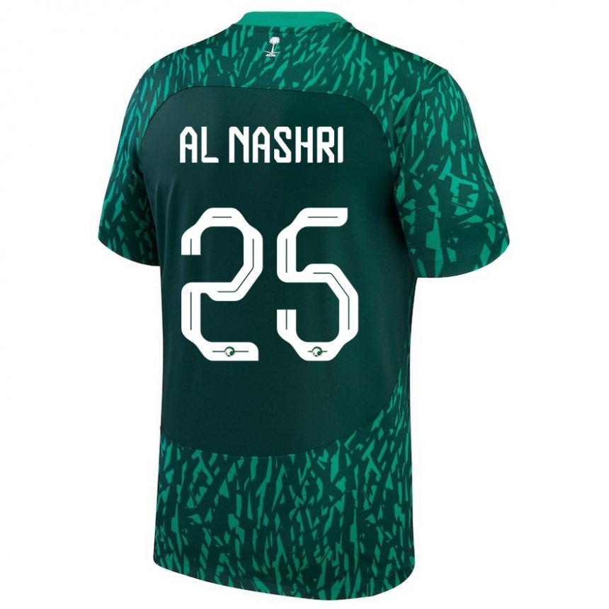 Criança Camisola Saudita Awad Al Nashri #25 Verde Escuro Alternativa 22-24 Camisa Brasil