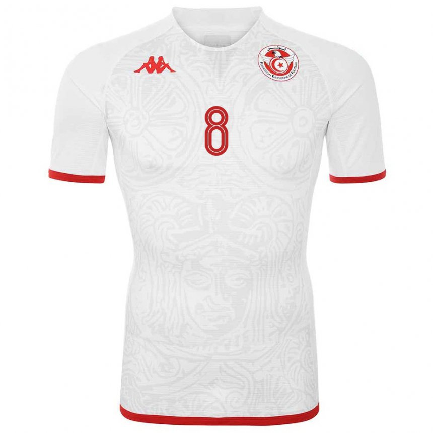 Criança Camisola Tunisiana Saif Eddine Khaoui #8 Branco Alternativa 22-24 Camisa Brasil