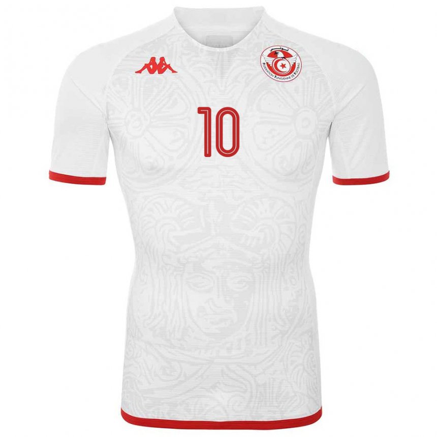 Criança Camisola Tunisiana Wahbi Khazri #10 Branco Alternativa 22-24 Camisa Brasil