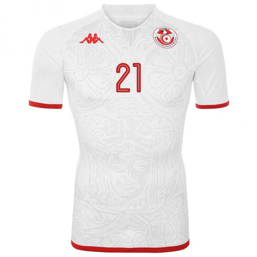 Criança Camisola Tunisiana Hamza Mathlouthi #21 Branco Alternativa 22-24 Camisa Brasil