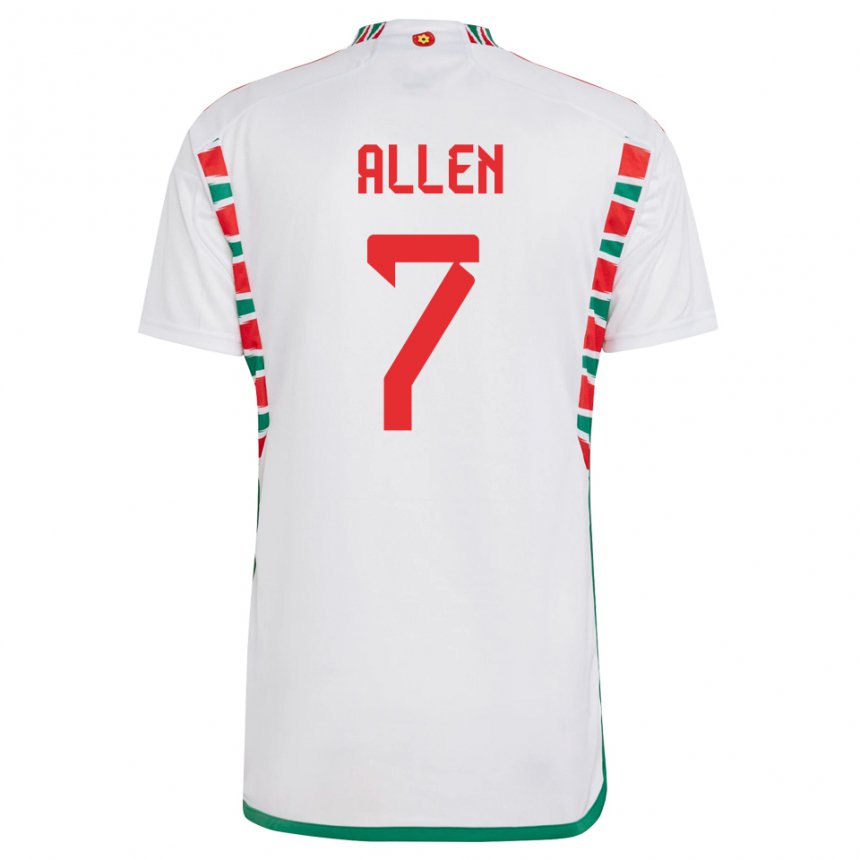 Criança Camisola Galesa Joe Allen #7 Branco Alternativa 22-24 Camisa Brasil