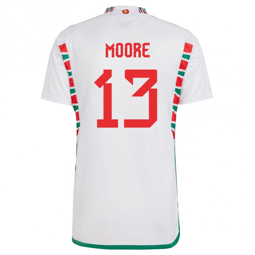 Criança Camisola Galesa Kieffer Moore #13 Branco Alternativa 22-24 Camisa Brasil