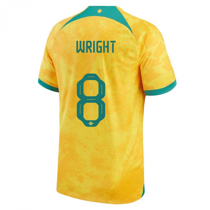 Homem Camisola Australiana Bailey Wright #8 Dourado Principal 22-24 Camisa Brasil