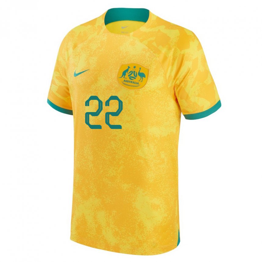 Homem Camisola Australiana Jackson Irvine #22 Dourado Principal 22-24 Camisa Brasil