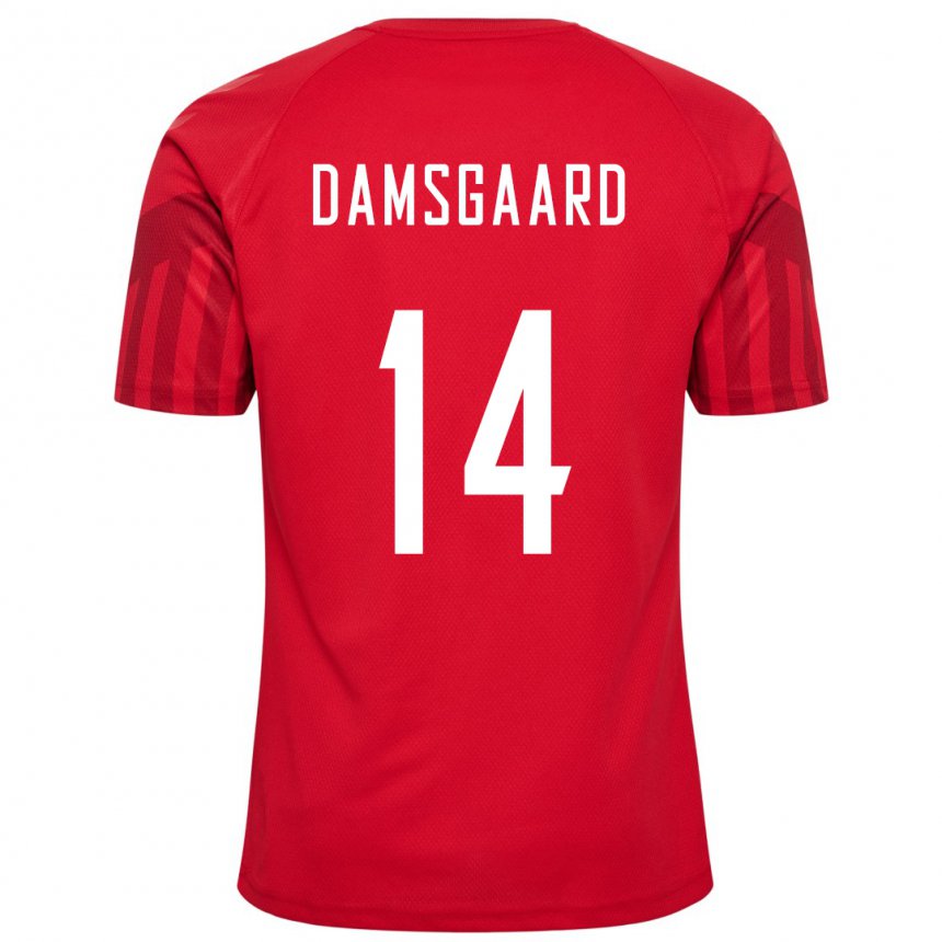 Homem Camisola Dinamarquesa Mikkel Damsgaard #14 Vermelho