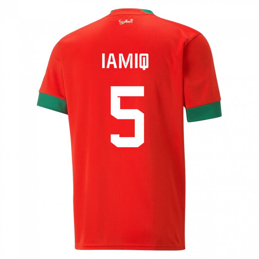 Homem Camisola Marroquina Jawad Iamiq #5 Vermelho Principal 22-24 Camisa Brasil